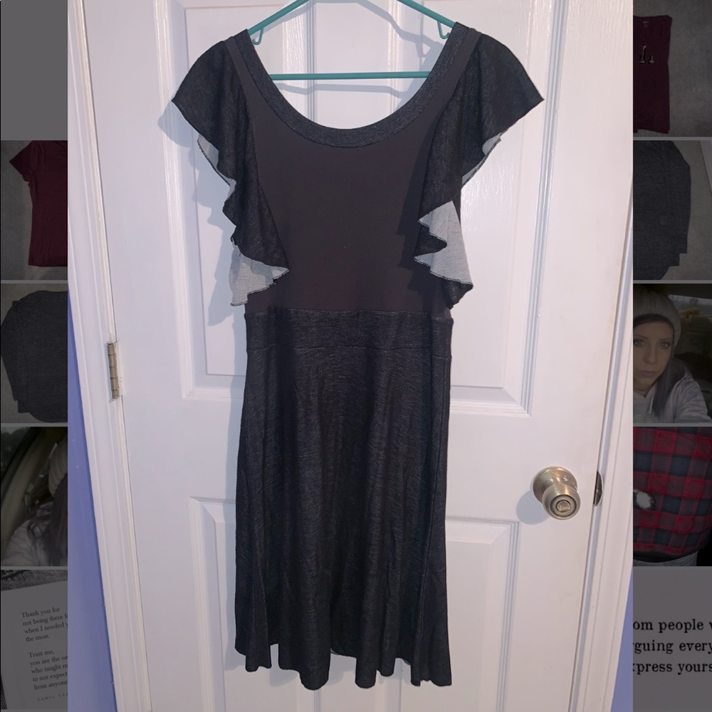 Free people black/grey backless dress size L